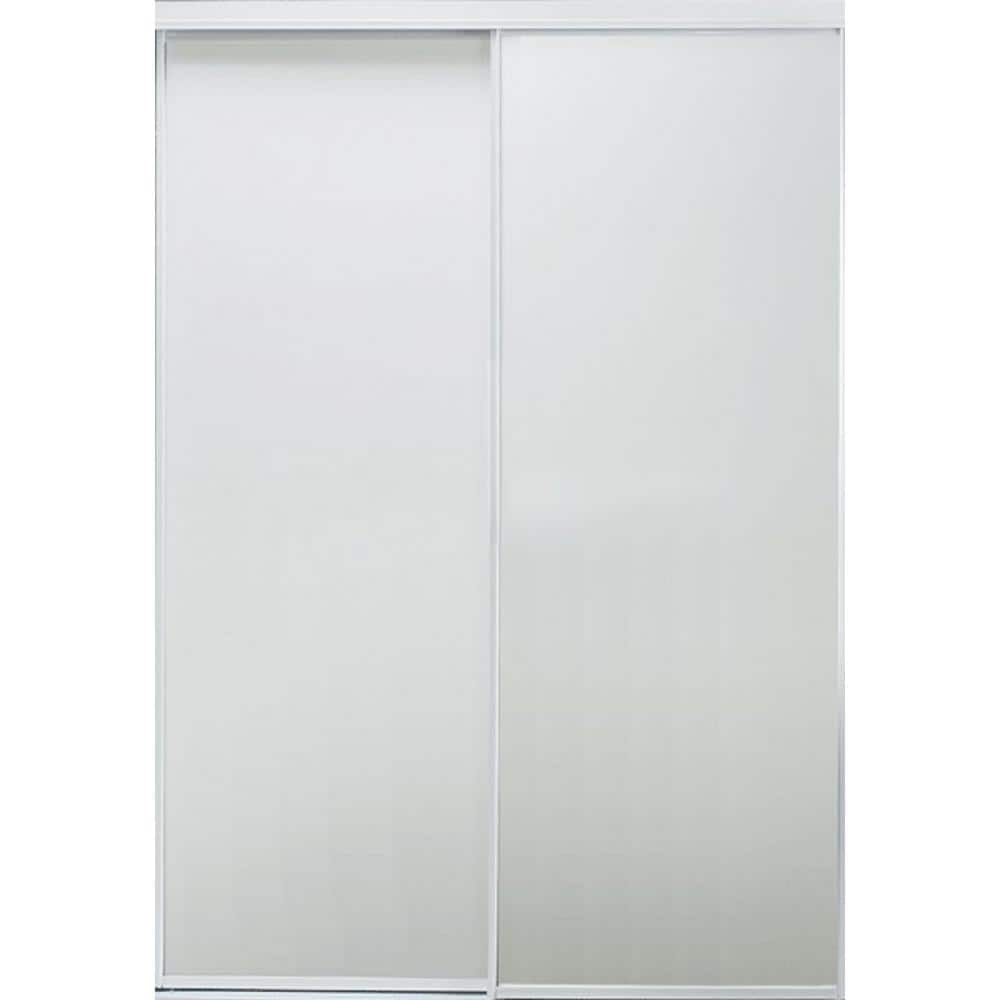 Contractors Wardrobe 59 in. x 80-1/2 in. Aspen White Gloss Painted Steel Frame Prefinished White Hardboard Interior Sliding Door - ASN-5980WHWNC2U