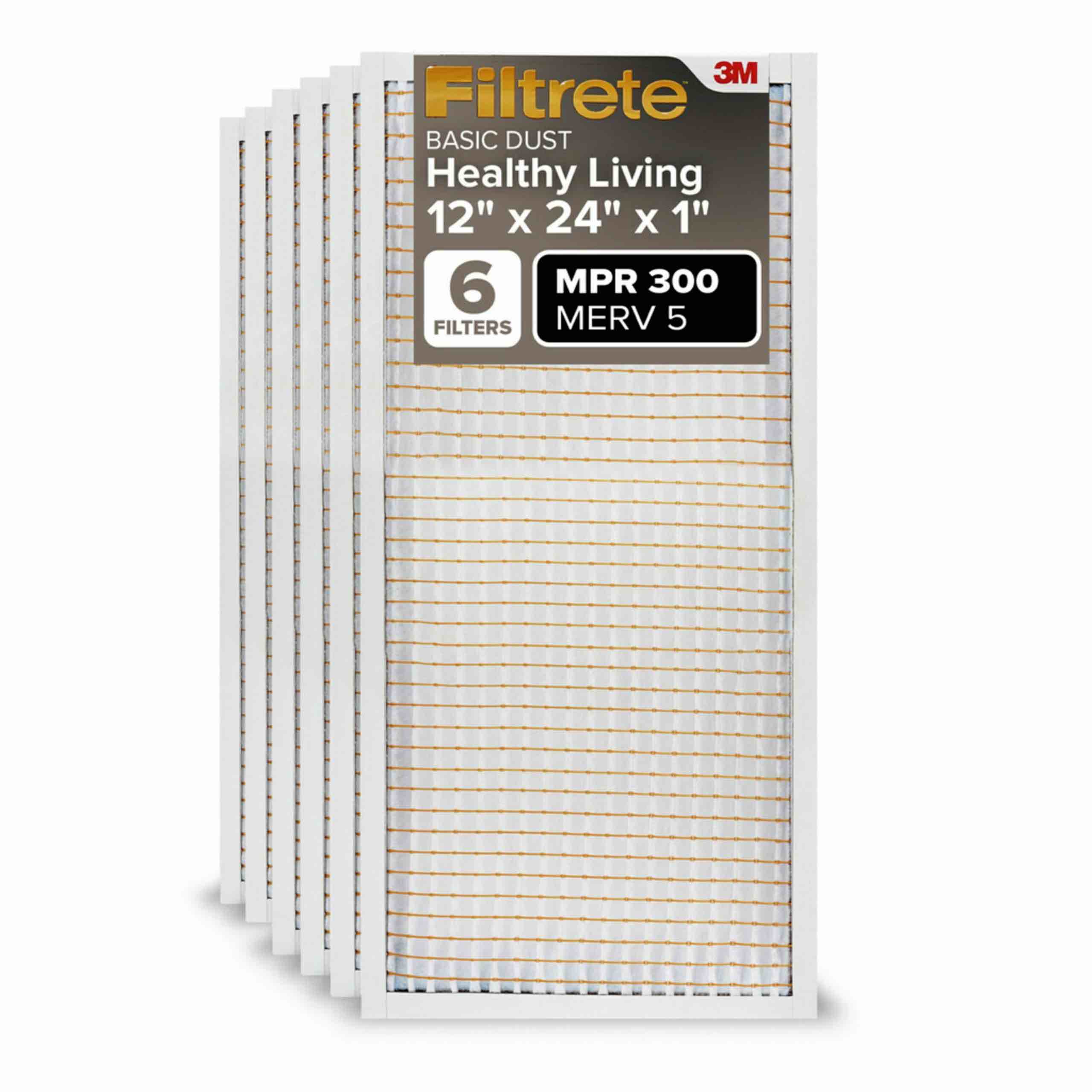 Filtrete Bd20-6pk-2e 12x24x1, Ac Furnace Air Filter, Mpr 300, Clean Living