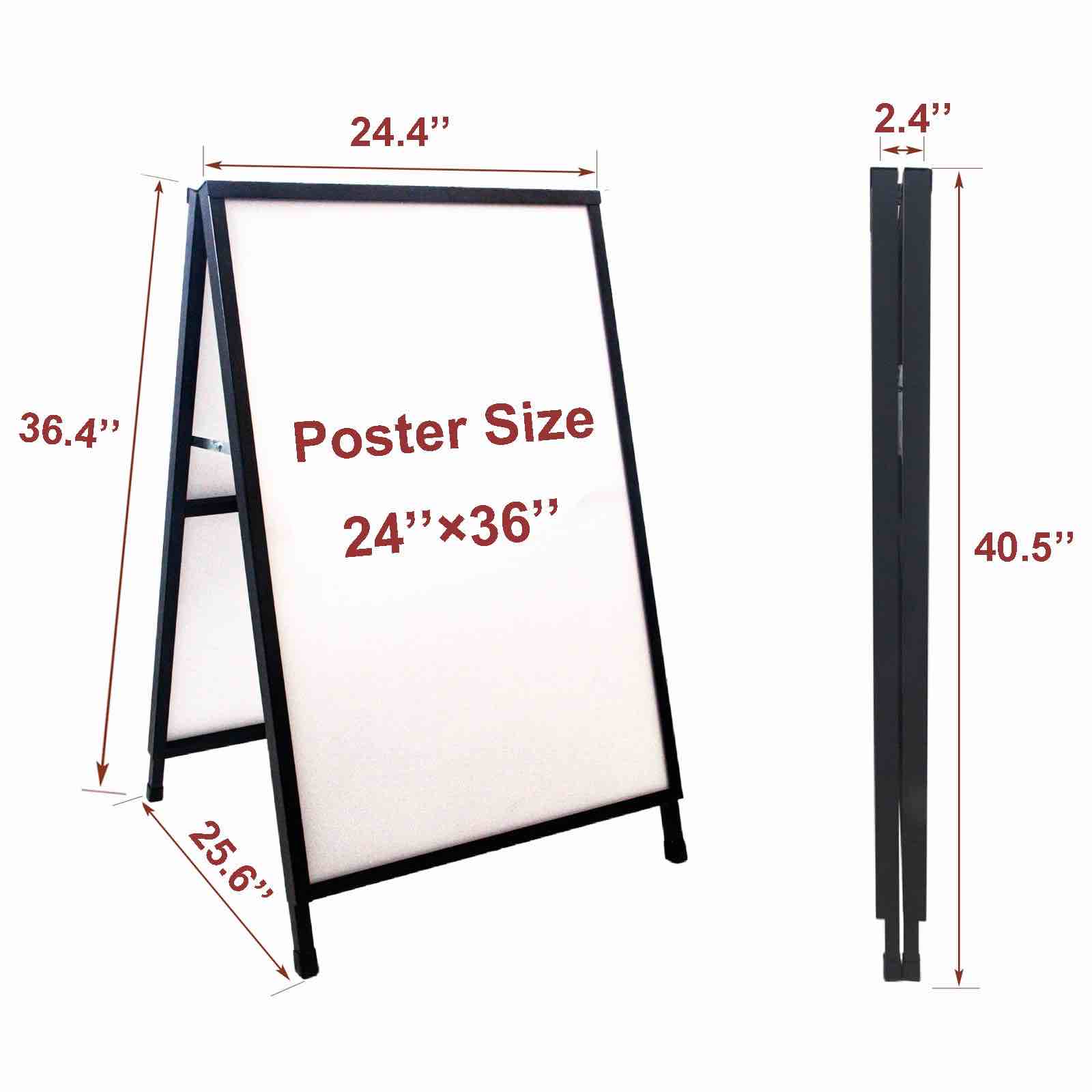 A Frame Sidewalk Sign 24x36 inches Sandwich Board Signs Outdoor Heavy Duty Double-Sided,including 2 Anti-Glare Covers & Corrugated Boards for Business Indoor Outdoor,Black