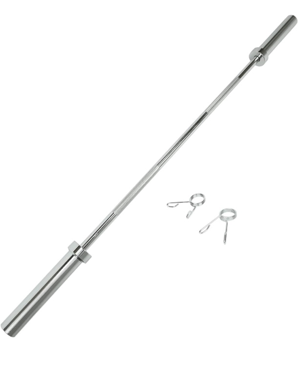 VOWAGH 60 Inch / 5 Feet or 72 Inch / 6 Feet Threaded Chrome Barbell Bar 1-2 Inch Barbell Diameter with Ring Collars Long Olympic Barbell Weightlifting Barbell