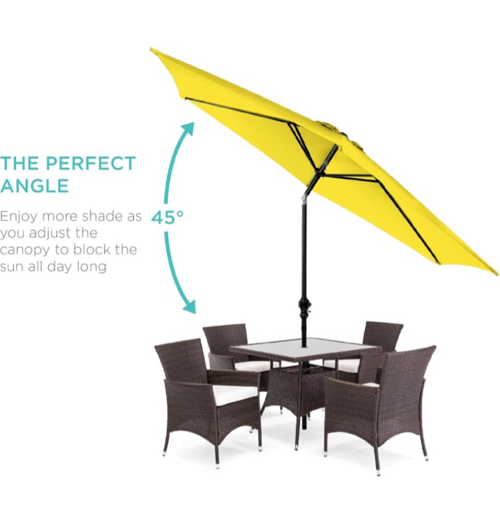 Best Choice Products 10ft Outdoor Table Compatible Steel Polyester Market Patio Umbrella w/Crank and Easy Push Button Tilt - Yellow