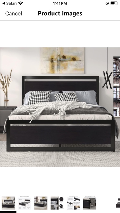 SHA CERLIN Queen Size Bed Frame with Modern Wooden Headboard/Heavy Duty Platform Metal Bed Frame with Square Frame Footboard & 13 Strong Metal Slats Support/No Box Spring
