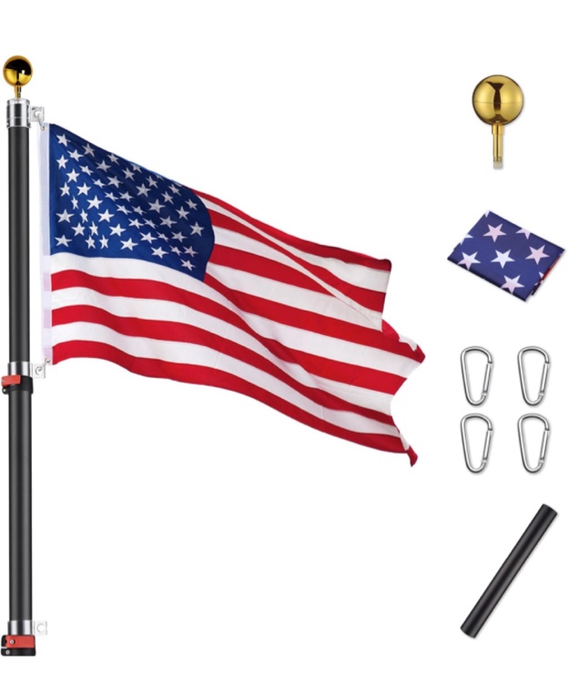 Yeshom Black Upgraded 30 ft Telescopic Heavy Duty Aluminum Flag Pole Kit Fly 2 Flags 3'x5' US Flag & Ball Top Flagpole for Commercial Residential Outdoor
