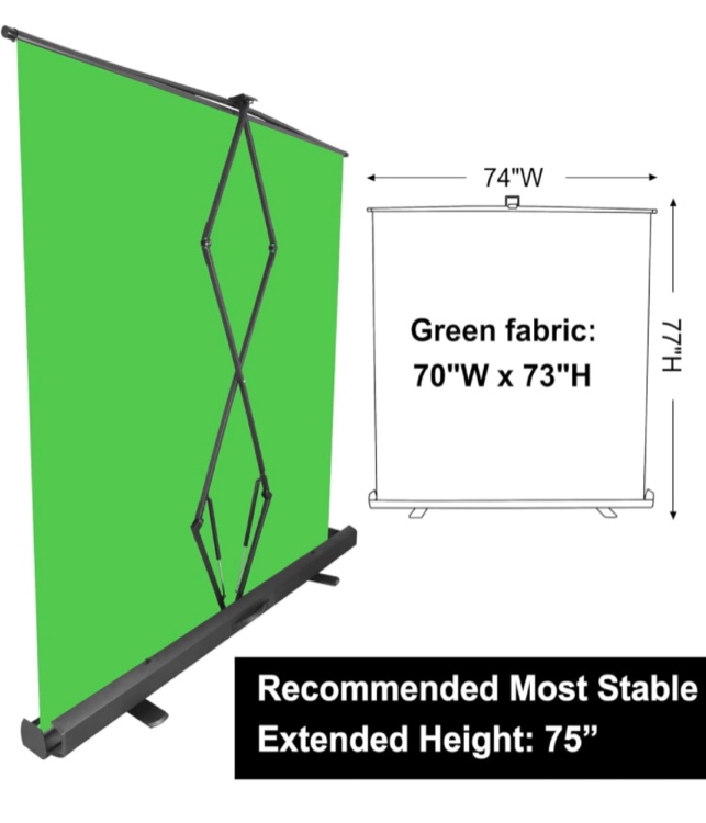 FUDESY Extra Large Green Screen, 74W X 77H inches Collapsible Chromakey Panel,Portable Retractable for Tiktok Video, Live Game,Aluminum Base,Wrinkle Resistant Fabric,Pull-up Style,Auto-Locking Frame