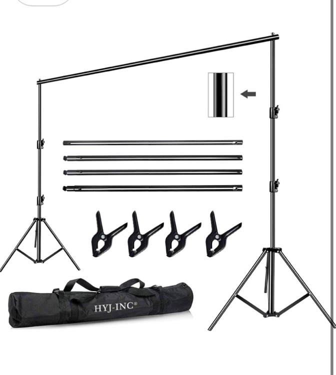 HYJ-INC 12ft x 10ft Photo Video Studio Heavy Duty Adjustable Photography Muslin Backdrop Stand Background Support System Kit with Carry Bag 4 Spring Clamps
