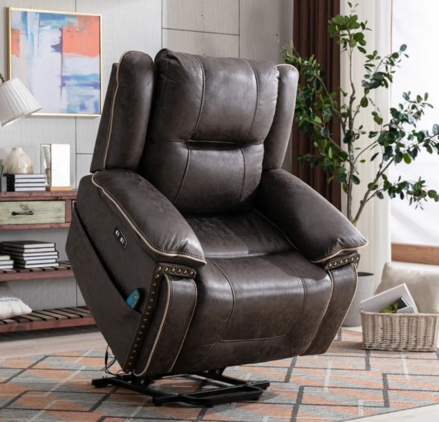 Oversize Dual Motor Power Lift Assist Heat & Massage Recliner With Headrest