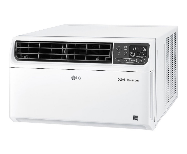 LG - 8,500 BTU High Efficiency Dual Inverter Window Air Conditioner with Wi-Fi and LCD Remote, 115V - White