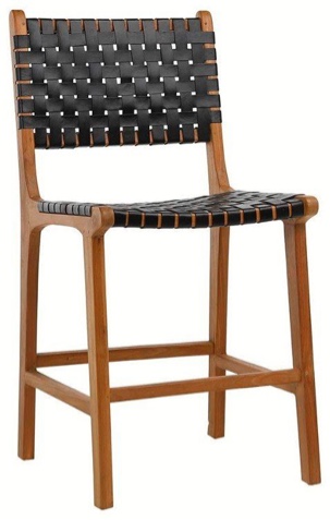 Dovetail Furniture Dale Counterstool in Black Leather Nat Frame DOV25003ACS