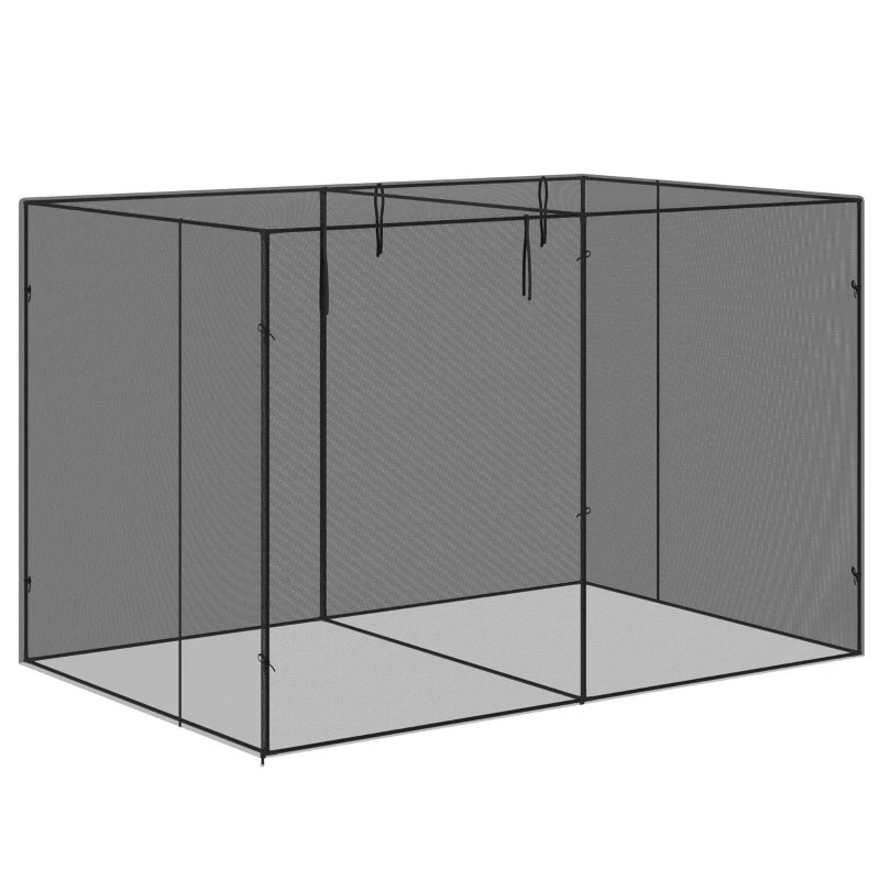 Outsunny 10' x 6.5' Crop Cage, Plant Protection Tent with Zippered Doors for Vegetable Garden, Backyard, Black