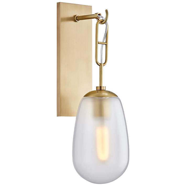 Hudson Valley Lighting 2101-PN Bruckner One Light Wall Sconce, Aged Brass Finish