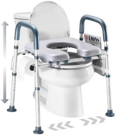Toilet Seat Riser for Seniors, FSA HSA Eligible Raised Toilet Seat with Handles, Adjustable Height & Width, 400lb Handicap Elevated Toilet Seat, Fit Any Toilet