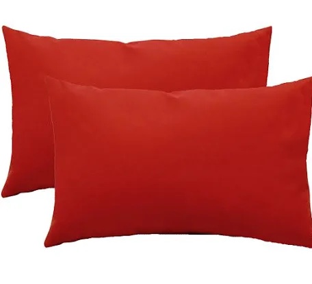 Factory Direct Partners 13812-RD Presidio Pillows 12x20" Solid Lumbar Pillow Set with Piping; Decorative Throw for Indoor/Outdoor Furniture; UV, Fade, Weather-Resistant Olefin Fabric (2-Pack) - Red