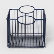 Large Wire Stackable Kids' Storage Basket Navy - Pillowfort: Metal Wire Basket, 13" Cube System, Handles