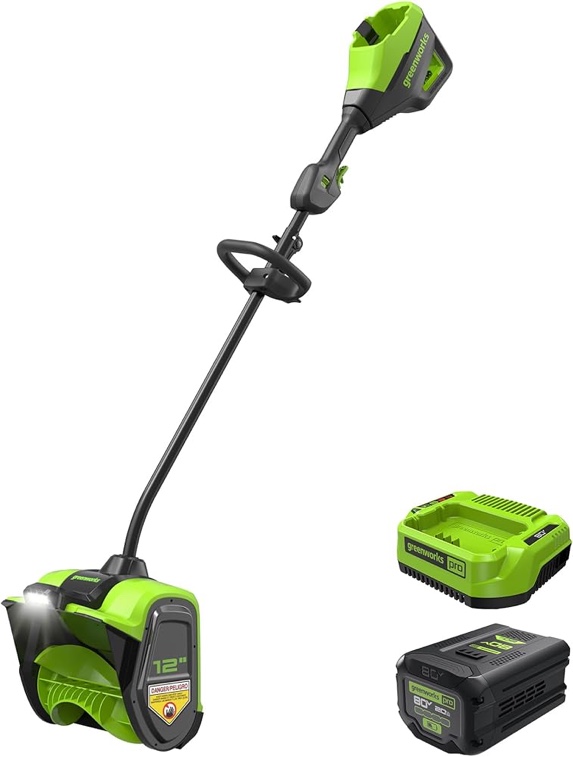 Greenworks 80V 12'' Brushless Cordless Snow Shovel, 2.0Ah Battery and Charger Included