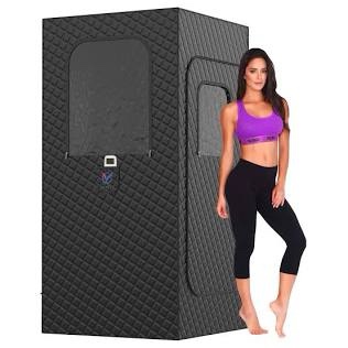 Oversize Portable Far Infrared Sauna, One Person Home Sauna Box with Separate Heating Foot Pad, Portable Chair, Indoor Sauna Tent for Home(Black L 35.4" x W 35.4" x H 70.9")