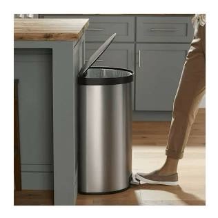 45-liter curved stainless steel step trash can