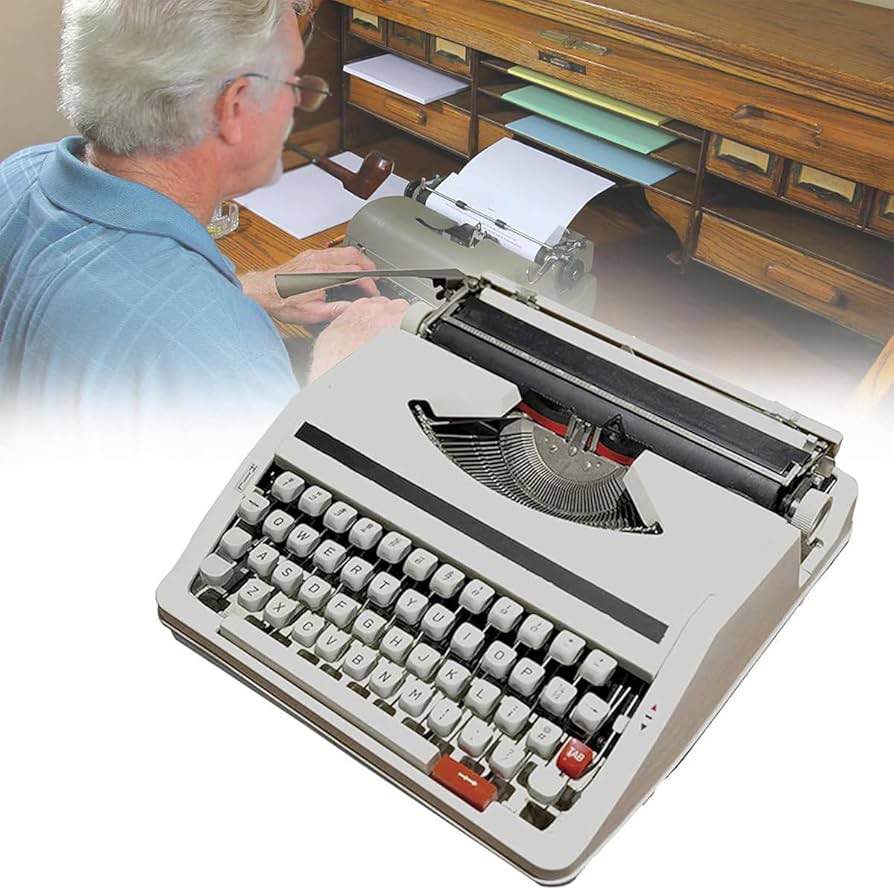 Manual Typewriter,Traditional Portable Vintage Typewriter Deeply Restored by Craftsmen,Manual Typewriter for Writing,Letters and Vintage Collectible Present,Classic Retro Manual Typewriter(White)