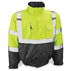 Pioneer Hi Vis Safety Bomber for Men - Waterproof, Reflective ANSI Class 3 Winter Rain Jacket with Detachable Hood