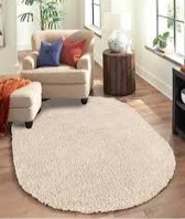 Ultra Soft High Pile 4ft x 6ft Oval Beige Area Rug 