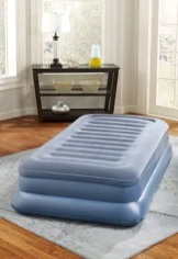 Simmons Beautyrest Sky Rise Pillow Top Inflatable Air Mattress: Raised-Profile Air Bed with External Pump, Queen