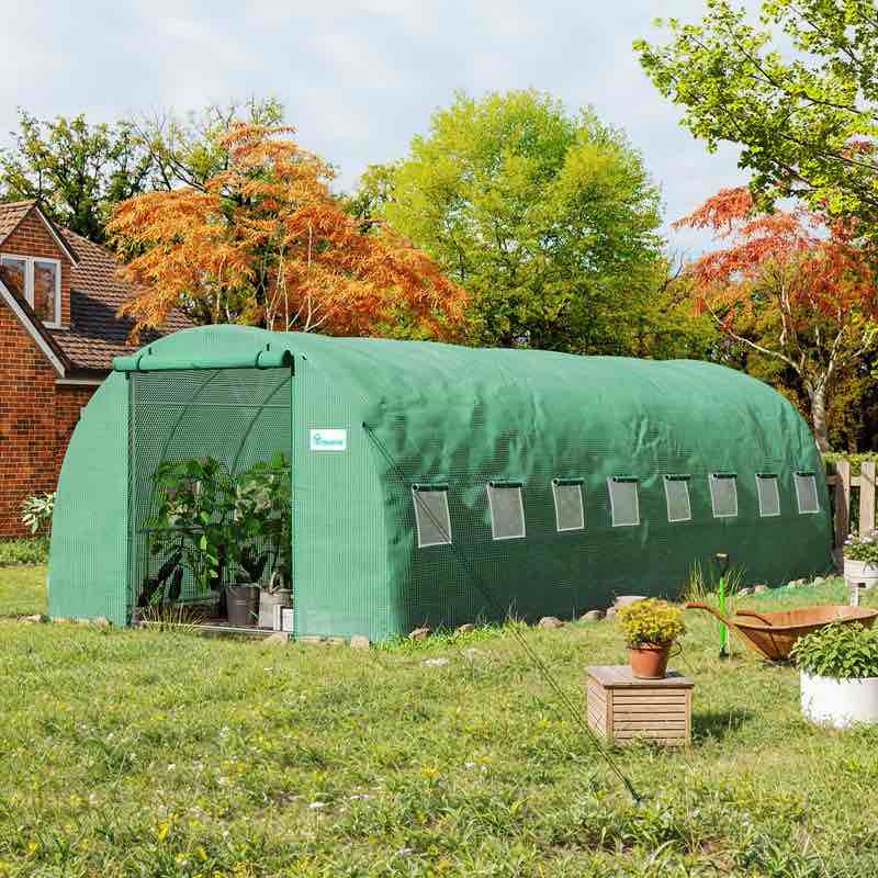 YITAHOME 26'x10'x7' Heavy Duty Greenhouses Large Walk-in Greenhouse Tunnel Green Houses Outdoor Gardening Upgraded Galvanized Steel Stake Ropes Zipper Door 9 Crossbars Garden, (Color GREEN NOT WHITE) (Box 1 of 3)