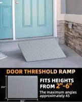 VNN Door Threshold Ramp, Threshold Ramps for Doorways, Ideal Entry Handicap Ramp for Elderly Wheelchairs, Carts, Scooters and Walkers, Door Ramp for 2in Rise(33.5" L * 31.7" W, Alloy Iron, 800LBS)