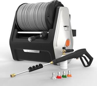 Giraffe Tools Grandfalls Pressure Washer Plus, Electric Wall Mount Power Washer with 100FT Retractable Ultra-Soft Pressure Hoses, 2200PSI, 2.4GPM, 4 Nozzles, Foam Cannon, Spray Gun for Cars/Patios