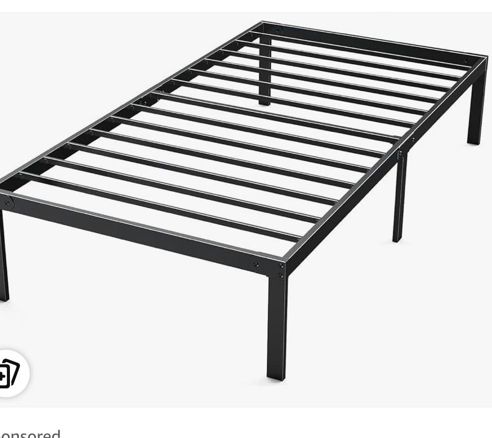 DUMOS Bed Frame - Twin Size Metal Platform Bed Frame Mattress Foundation with Steel Slat Support, No Box Spring Needed, Storage Space Under Frame, Easy Assembly, Black
