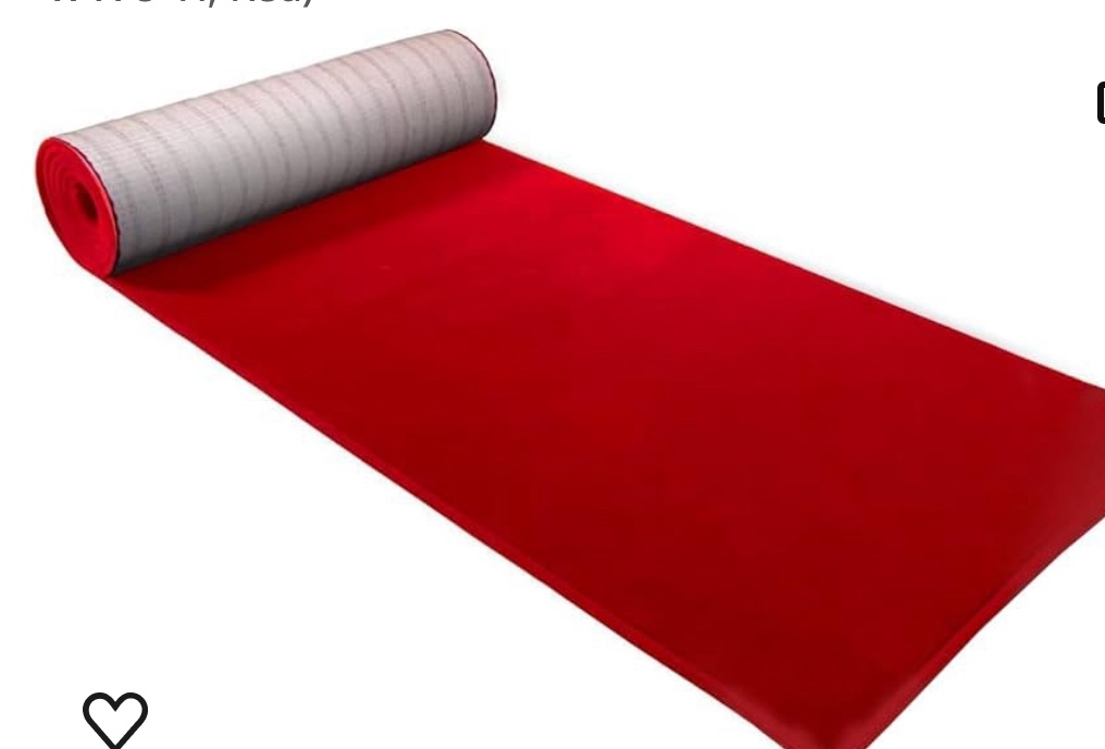 BannerBuzz Red Carpet, 1500 GSM Tufted Loop Pile of Polypropylene Yarn, Ideal for Indoor/Outdoor Events (3' W X 8' H, Red)