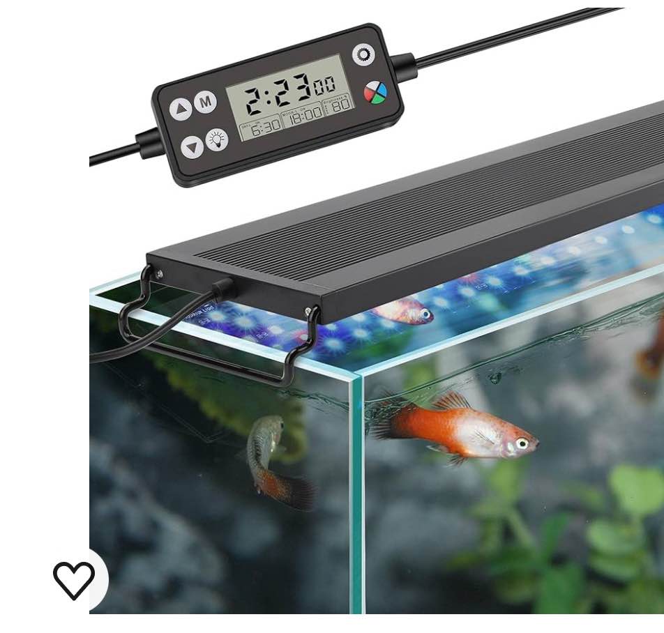 hygger Auto On Off LED Aquarium Light, Full Spectrum Fish Tank Light with LCD Monitor, 24/7 Lighting Cycle, 7 Colors, Adjustable Timer, IP68 Waterproof, 3 Modes for 24"-30" Freshwater Planted Tank