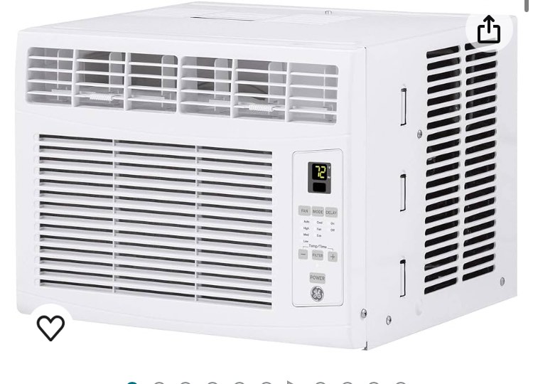 GE Electronic Window Air Conditioner 6000 BTU, Efficient Cooling for Smaller Areas Like Bedrooms and Guest Rooms, 6K BTU Window AC Unit with Easy Install Kit, White