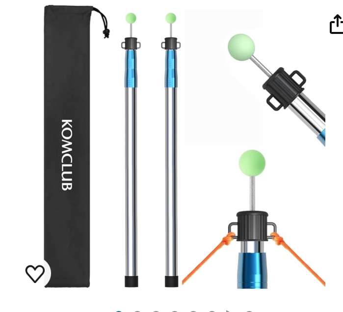KOMCLUB Telescoping Tent Tarp Pole Adjustable Tarp Poles 3 Section Heavy Duty Canopy Poles Stainless Steel Portable Camping Poles 33"-86.61" for Hiking Car Canopy Awning 2Pcs Set (Blue)