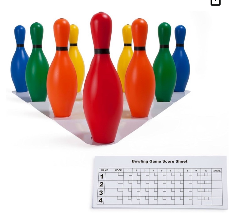 Champion Sports unisex child BP10CLR Multicolor Bowling Pin Set 10 Pins Per Set, Multi-Color, Standard US
