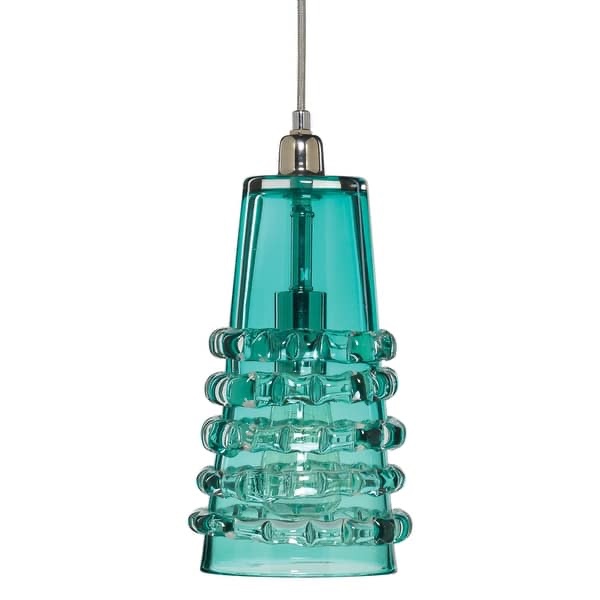 Alden Décor Hampton Glass Pendant, Aqua