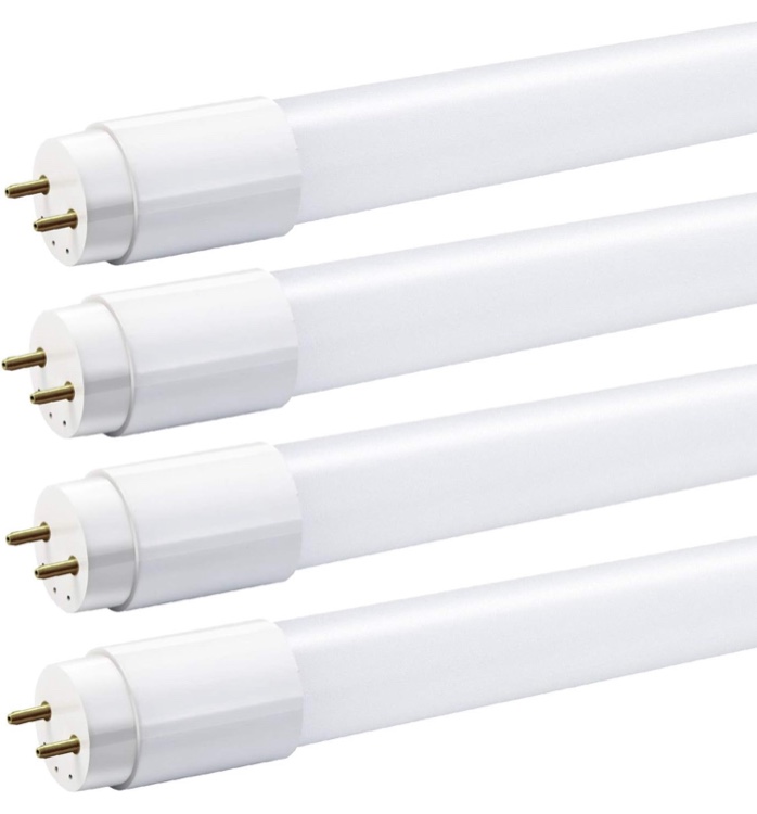 4 Pack T8 LED Light Tube Bulbs, 2FT LED Nano Tube Light,9W (18W Equiv), 5000K Daylight,Ballast Bypass,Single-Ended Power,Milky Cover,G13 Fluorescent Tube Replacement Lights