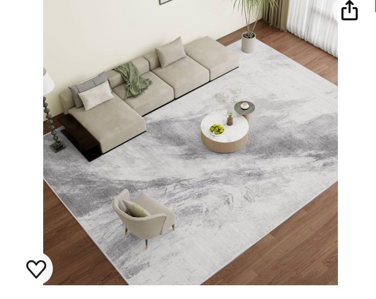 Vamcheer Washable Abstract Area Rug - Contemporary Style for Living Room, Bedroom, Kitchen - Machine Washable Rug for Living Room - Non-Shedding and Easy-Cleaning - Grey-White 5x7 ft
