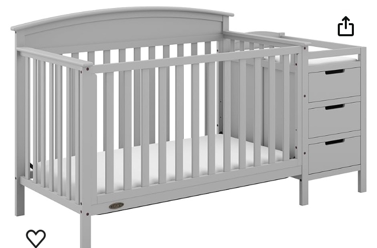Graco Benton 4-in-1 Convertible Crib and Changer - Pebble Gray
