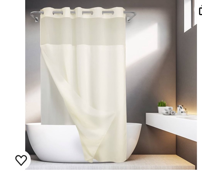 No Hooks Required Waffle Weave Shower Curtain with Snap in Liner - 71W x 74H,Hotel Grade,Spa Like Bath Curtain,White