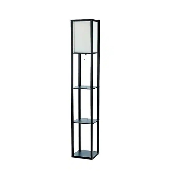 Porch & Den Victorine Floor Lamp Etagere Organizer Storage Shelf - Black