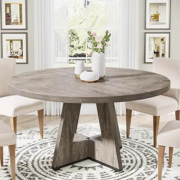 47 Inch Farmhouse Round Dining Table for 4 Kitchen Table