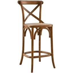 Modway Gear X-Back Wood Counter Bar Stool in Walnut