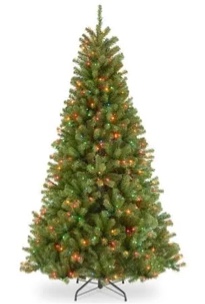 National Tree Company Pre-Lit Artificial Full Christmas Tree, Green, North Valley Spruce, Multicolor Lights, 6.5 Feet