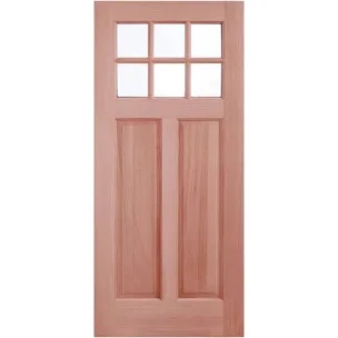 Waydoor 36'' x 80'' Craftsman 6 Lite Unfinished Mahogany Exterior Door Slab