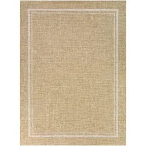 Atong Cream Solid Border Indoor/Outdoor Area Rug