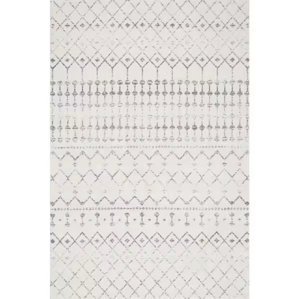 Blythe Modern Moroccan Trellis Doormat 3 ft. x 5 ft. Gray Area Rug