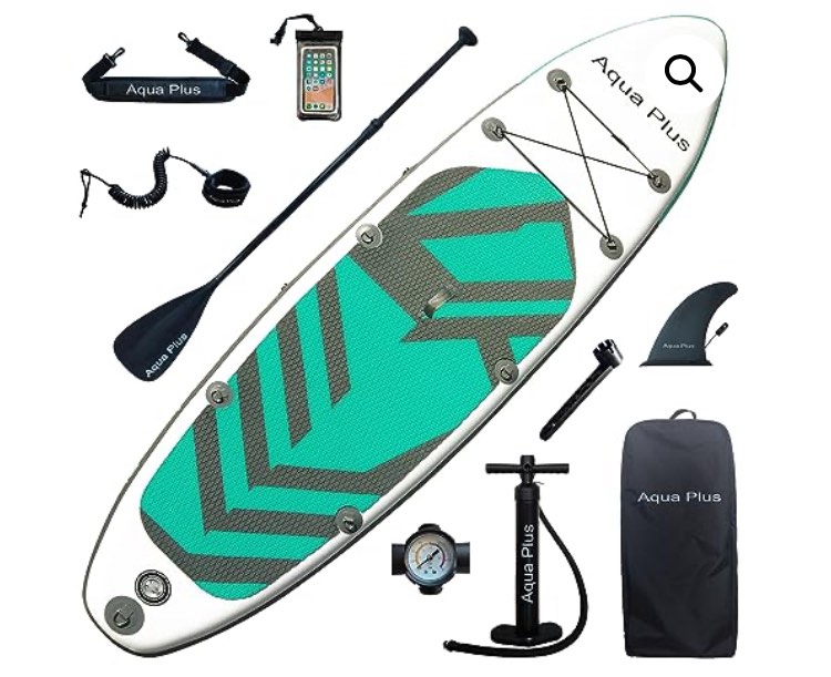 Aqua Plus Inflatable SUP 11'x33"x6" Aqua Grey with Paddle, Pump, Backpack, Leash, Shoulder Strap