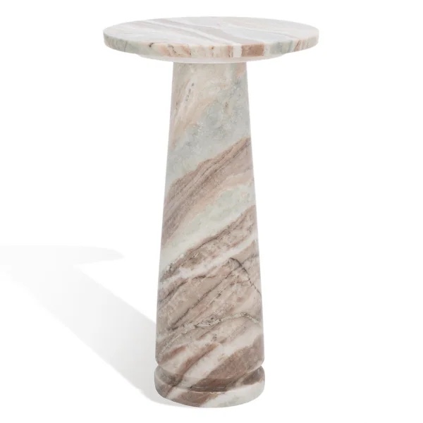 SAFAVIEH Couture Valentia Round Marble Accent Table - White/Brown