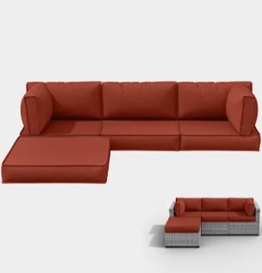 9-piece outdoor replacement cushion set seat/back cushion (set of 3 seats , 5 backs,  1 footrest)