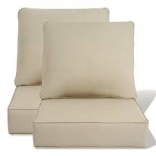 outdoor cushion set of 2, 5.75 inch deep seat patio furniture cushions beige