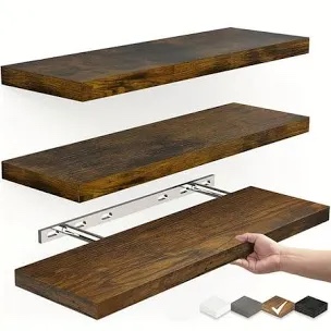 Wall-Mounted Floating Shelves for Bedroom, Living Room (Set of 3)